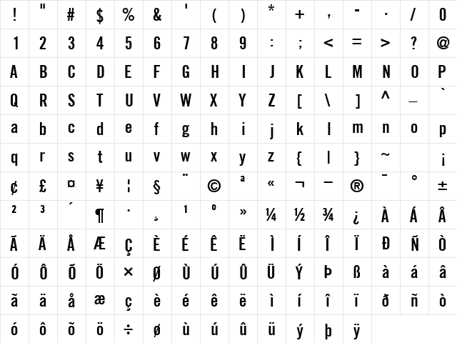CommerceBlackCondSSK Regular font glyphpreview