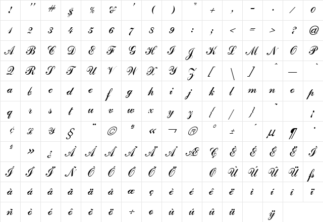 Commercial Regular font glyphpreview