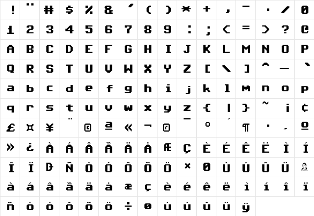 Commodore 64 Angled Regular font glyphpreview