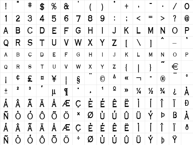 CobaltThin Bold font glyph preview CobaltThin Bold font glyphpreview