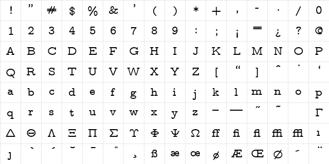 cmvtt10 Regular font glyphpreview