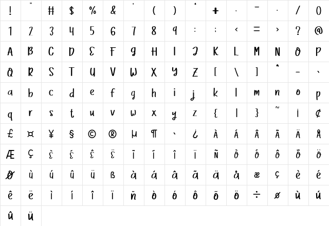 Aokiji Regular font glyphpreview