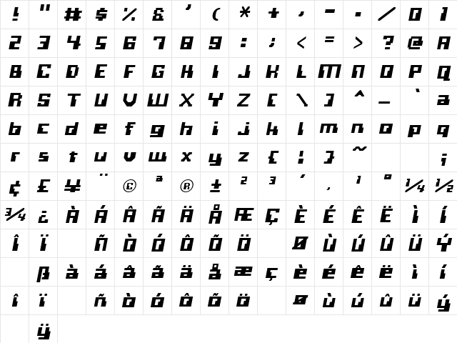Computer Oblique font glyphpreview