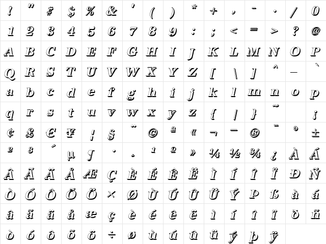 AntiquaSh BoldItalic font glyphpreview