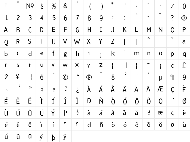 Arb Percent font glyphpreview