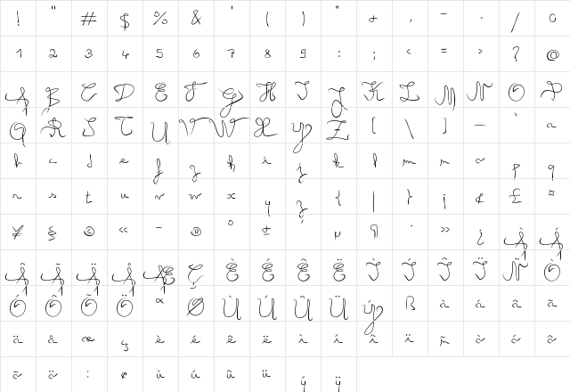 Angel Light Regular font glyphpreview