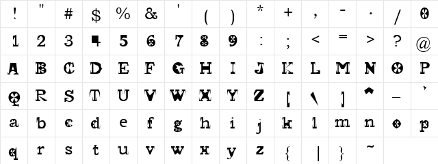 Clown Regular font glyph preview Clown Regular font glyphpreview