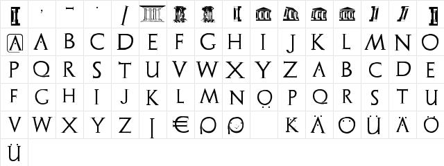Archeologicaps Regular font glyphpreview