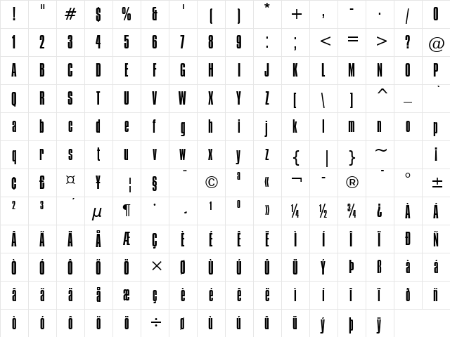 Compacta Light font glyph preview Compacta Light font glyphpreview