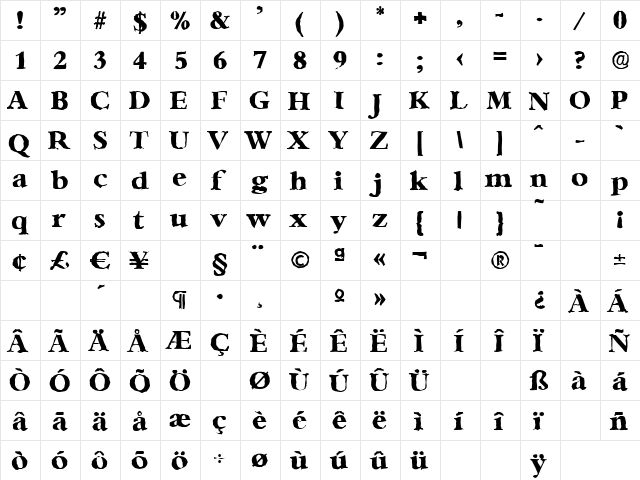AndrewBeckerAntique-ExtraBold Regular font glyphpreview