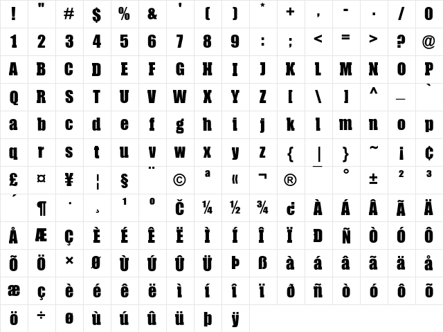 Compressor SlabSerif font glyphpreview