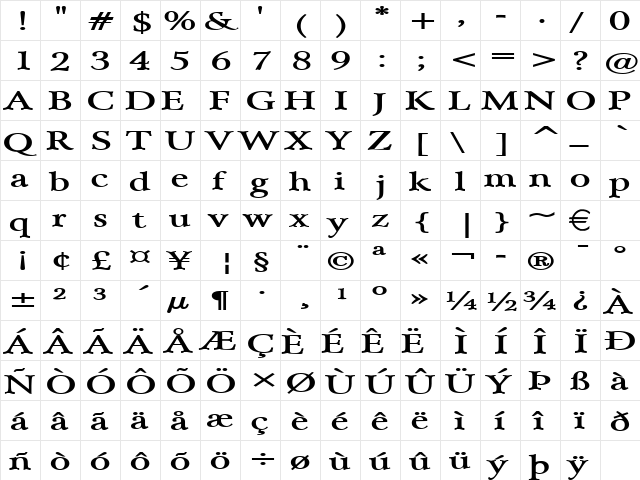 ArrayExtended Bold font glyph preview ArrayExtended Bold font glyphpreview