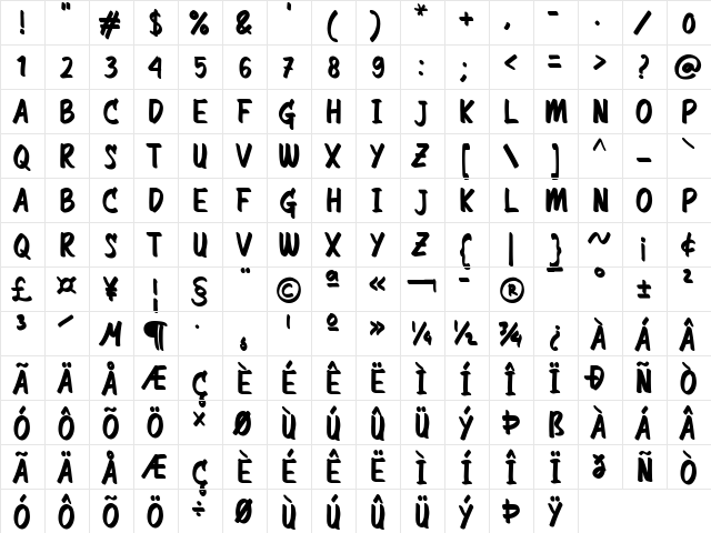 Commemorate Regular font glyphpreview