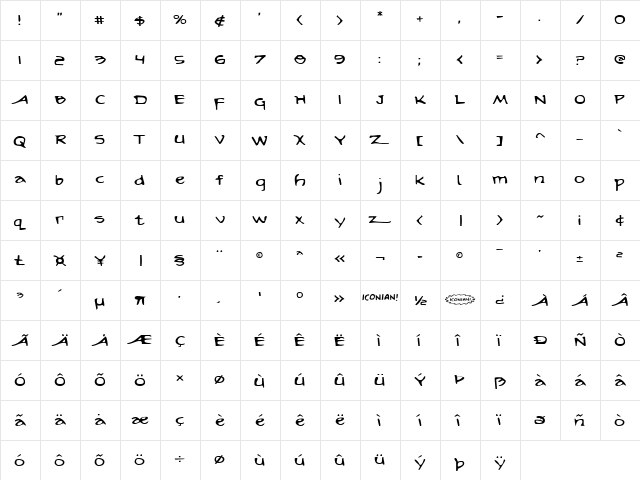 Arilon Expanded Expanded font glyphpreview