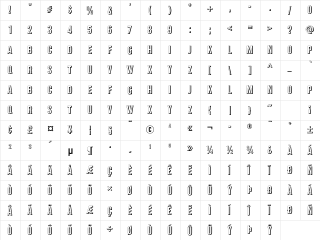 Commerce Gothic Std Regular font glyphpreview