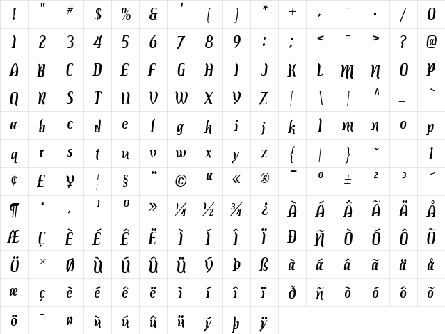 Colourbars Regular font glyphpreview