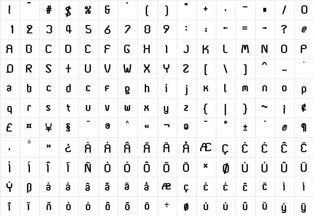 Coma2 Bold font glyphpreview