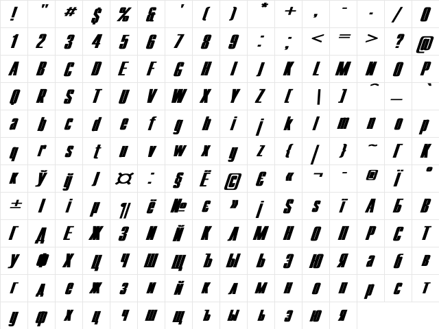 Compact Wd Bold Italic font glyph preview Compact Wd Bold Italic font glyphpreview