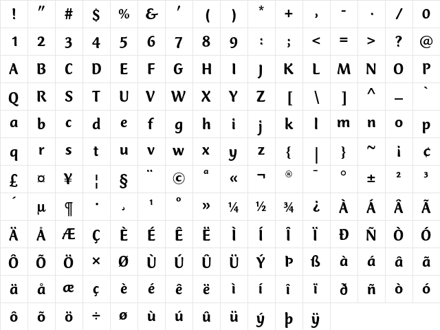 Club Type Mercurius Medium font glyph preview Club Type Mercurius Medium font glyphpreview