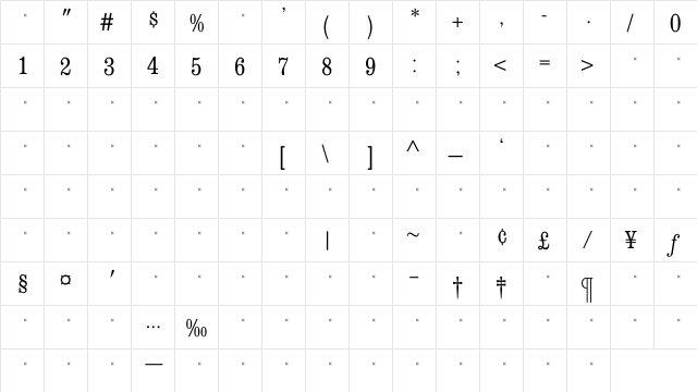 ConsortLightCondensedTab Regular font glyphpreview