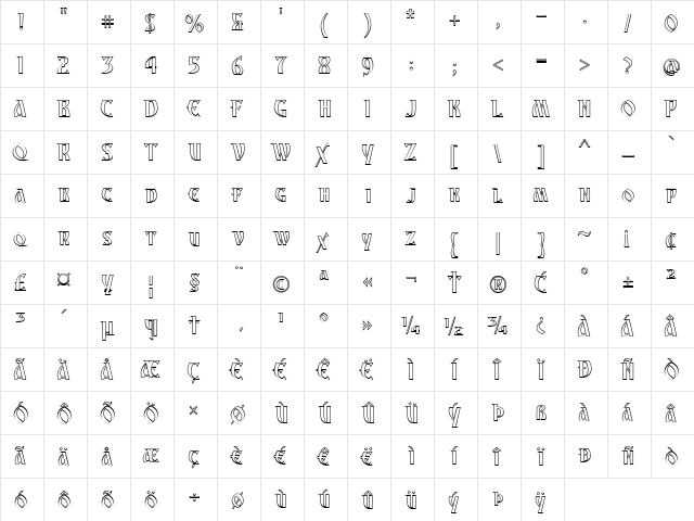 Archangel Regular font glyphpreview