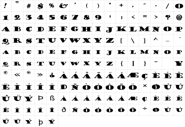 CoffeeSackExtended Normal font glyphpreview