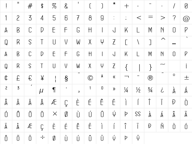 ConcursoModerne BTN Lt Regular font glyphpreview