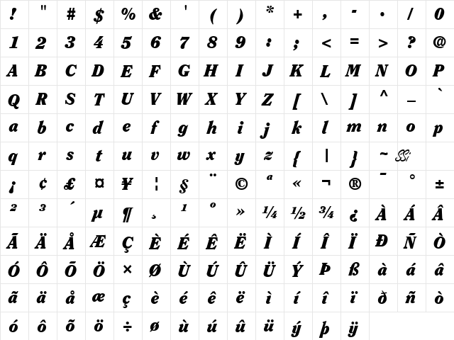 Clearface Black SSi Black Italic font glyphpreview