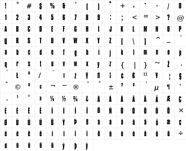 Compacta Regular font glyphpreview