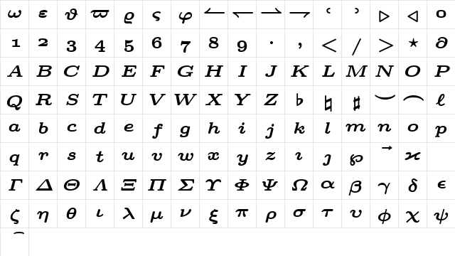 cmmib6 Regular font glyph preview cmmib6 Regular font glyphpreview