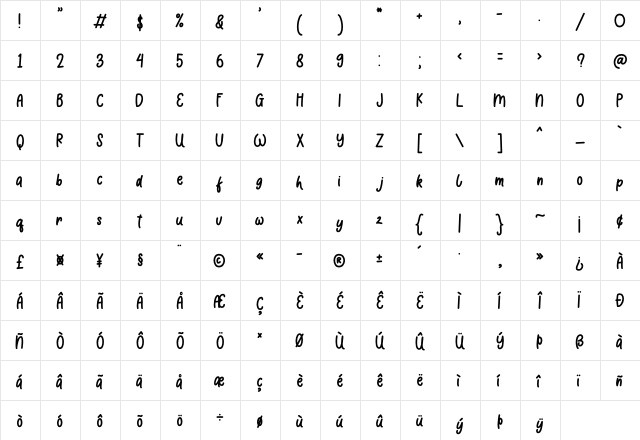 Comic Boys Regular font glyphpreview