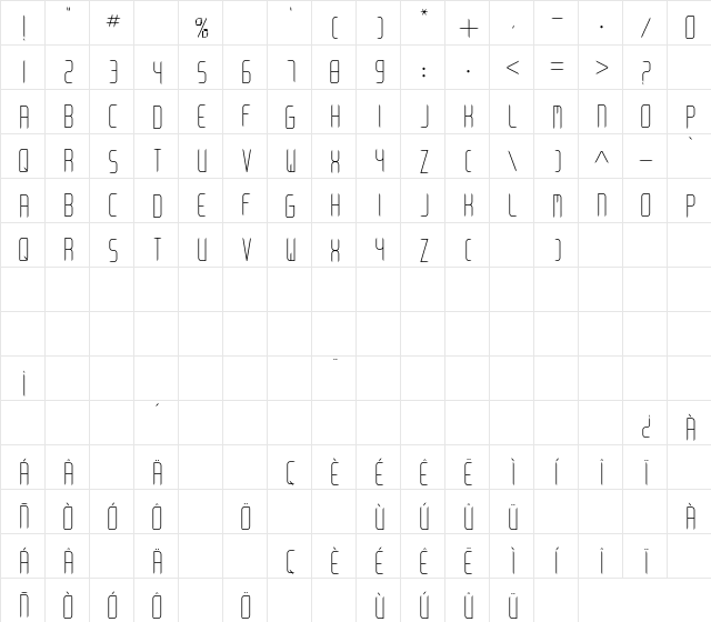 Arkadia Regular font glyphpreview