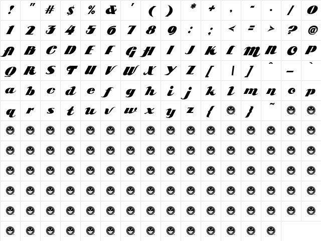 ARB 85 Poster Script JAN-39 Regular font glyphpreview