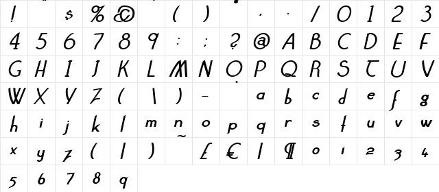 Claritty_BoldItalic Normal font glyphpreview