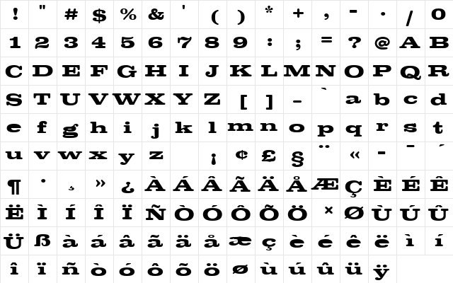 ClarendonTBolExpRo1 Regular font glyphpreview