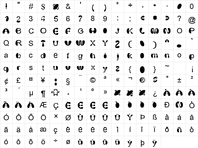 Arialous Regular font glyphpreview