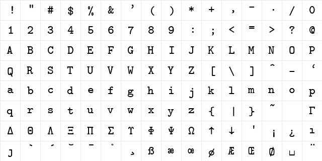 cmtt8 Regular font glyph preview cmtt8 Regular font glyphpreview
