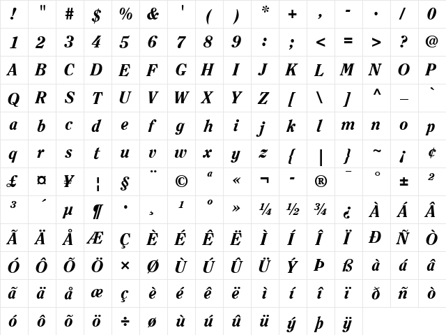 Clearface LT Regular Bold Italic font glyphpreview