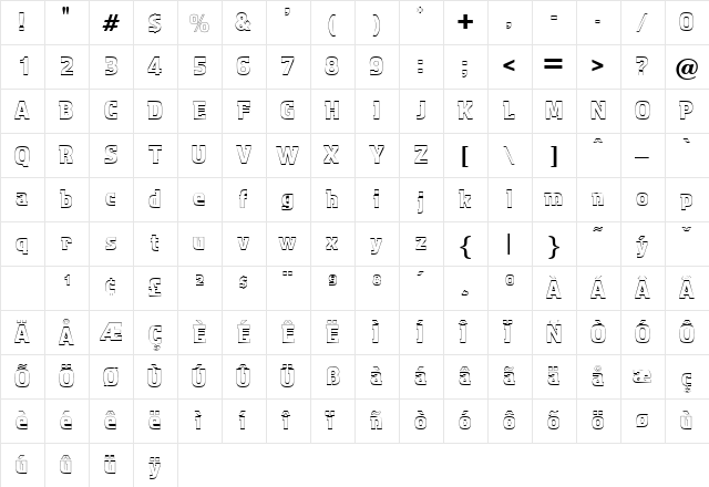 AquariusOutline DB Regular font glyphpreview