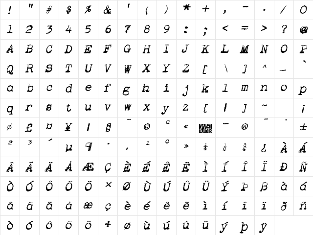 Apoplex BoldItalic font glyphpreview