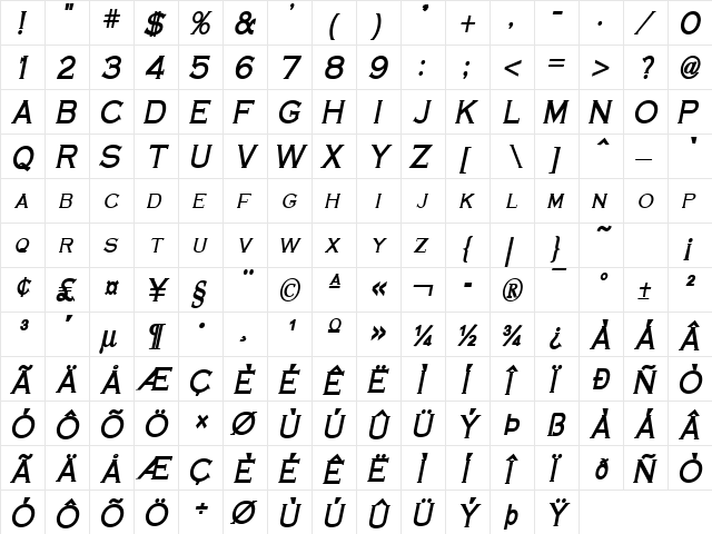 Cobalt-Condensed Bold Italic font glyph preview Cobalt-Condensed Bold Italic font glyphpreview