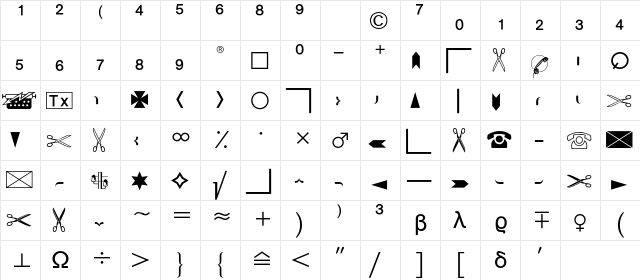 Commercial Pi One BQ Regular font glyphpreview