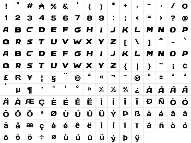 ARMS Regular font glyphpreview