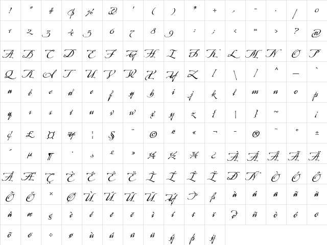 Arcana GMM Std Manuscript font glyphpreview