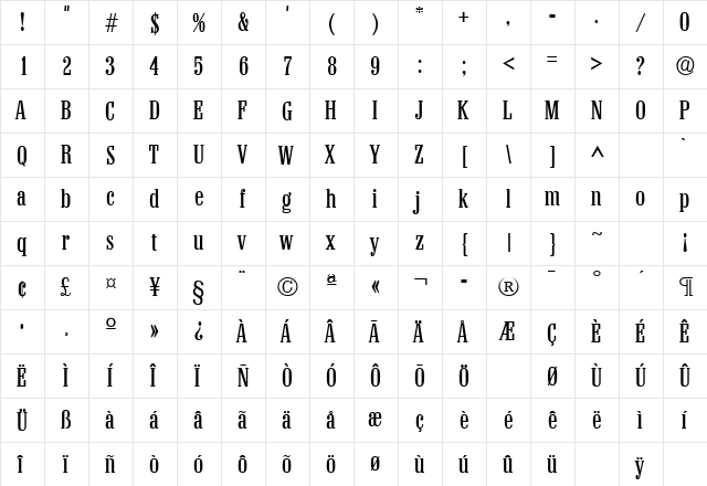 Colonel Regular font glyphpreview