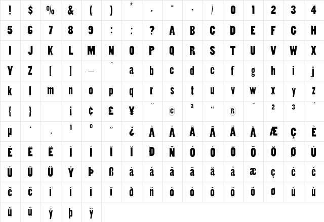 ConoverSSK Regular font glyphpreview