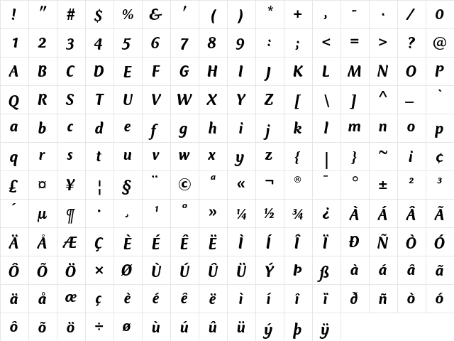 Club Type Mercurius Medium Italic font glyphpreview