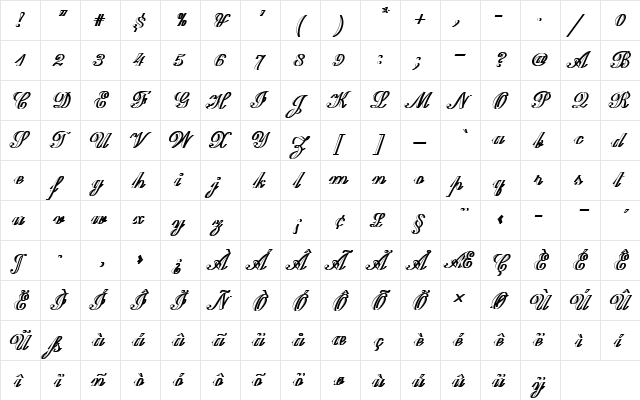 CommercialScrDRe1 Regular font glyphpreview