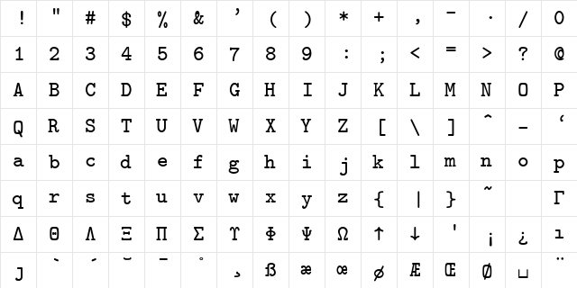 cmtt9 Regular font glyph preview cmtt9 Regular font glyphpreview