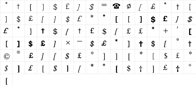 Commercial Pi East BQ Regular font glyph preview Commercial Pi East BQ Regular font glyphpreview